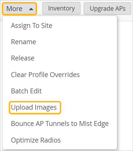 More Menu with Upload Images Option