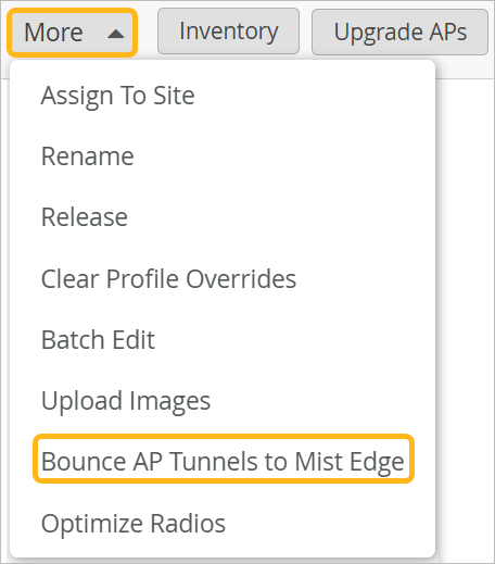 More Menu and Bounce AP Tunnels Option