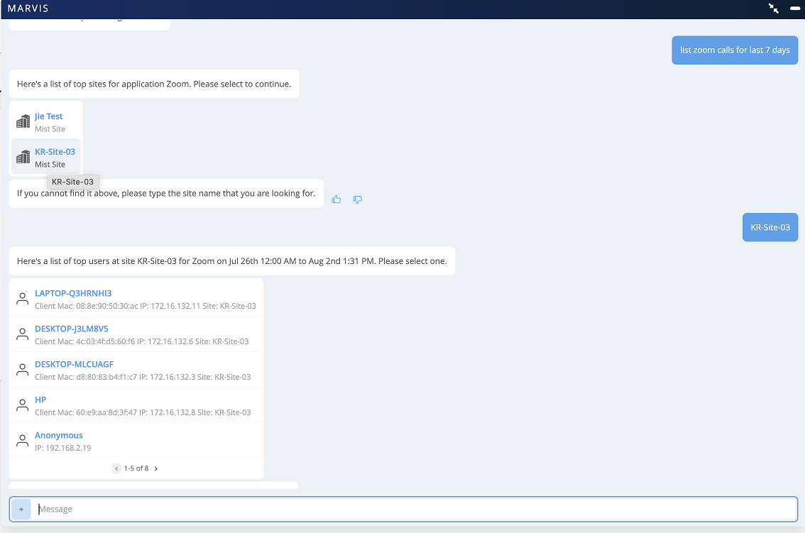 List Zoom Sessions Using the Marvis Conversational Assistant