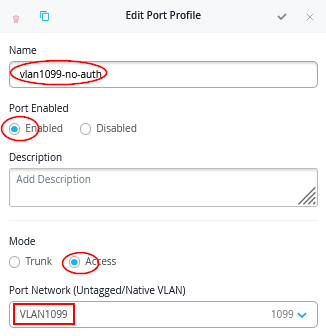 Port Profile for No Authentication