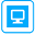 Blue icon with a computer monitor symbol inside a square.