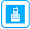 Blue and white mobile phone icon with screen and buttons.