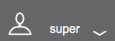 User icon with username super and dropdown menu option.