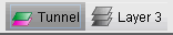 Tunnel icon with green and pink layers and Layer 3 icon with stacked layers from a software interface.