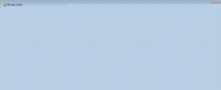 Screenshot of a window titled Resize Links with a gray overlay obscuring content. Window controls are visible.
