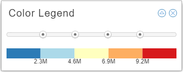 Color legend with gradient bar from blue at 2.3M to red at 9.2M, includes markers at 2.3M, 4.6M, 6.9M, 9.2M.