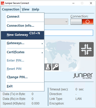 New Gateway Menu Option