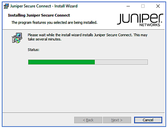 Juniper Secure Connect Installation Status Display