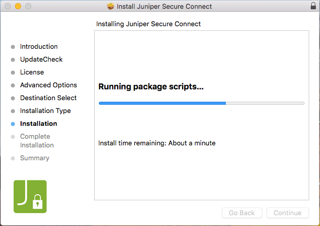 Running Juniper Secure Connect Installation Package