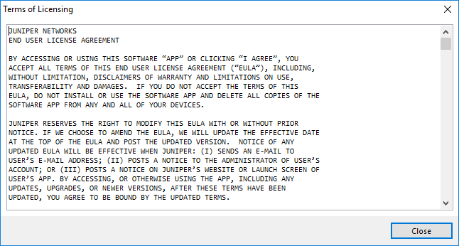 Licensing Agreement Window