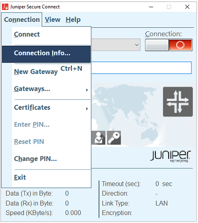 Connect Info Menu Option