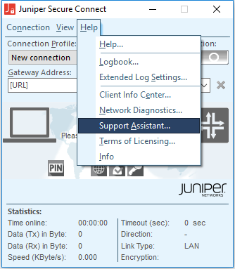 Support Assistant Menu Option