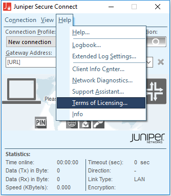 Terms of Licensing Menu Option