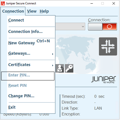 Enter PIN Menu Option