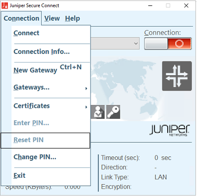 Reset PIN Menu Option