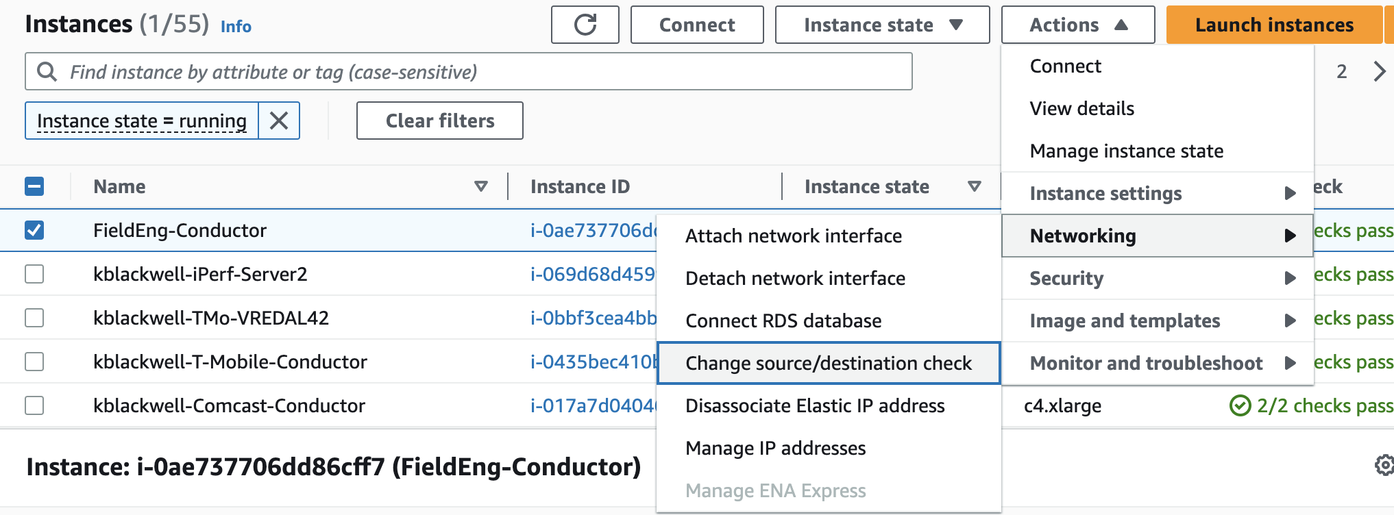 AWS Instances page