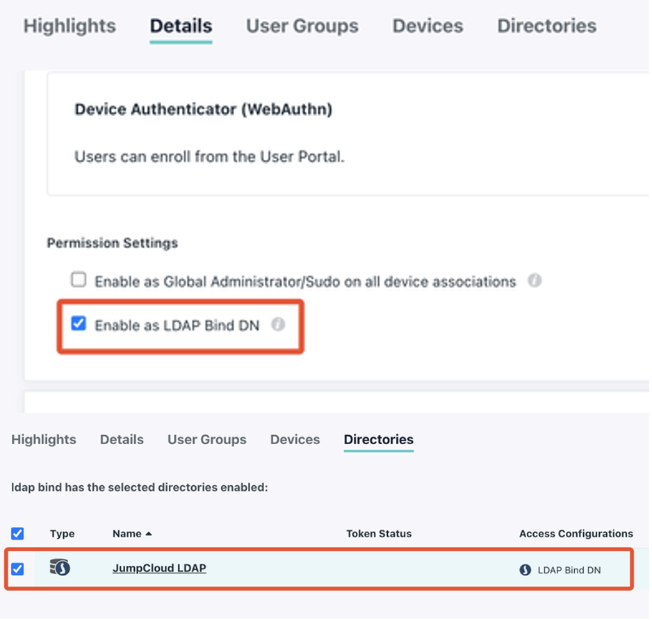 LDAP Bind Setting