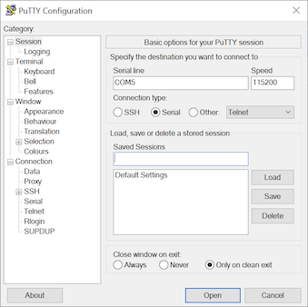PuTTY window