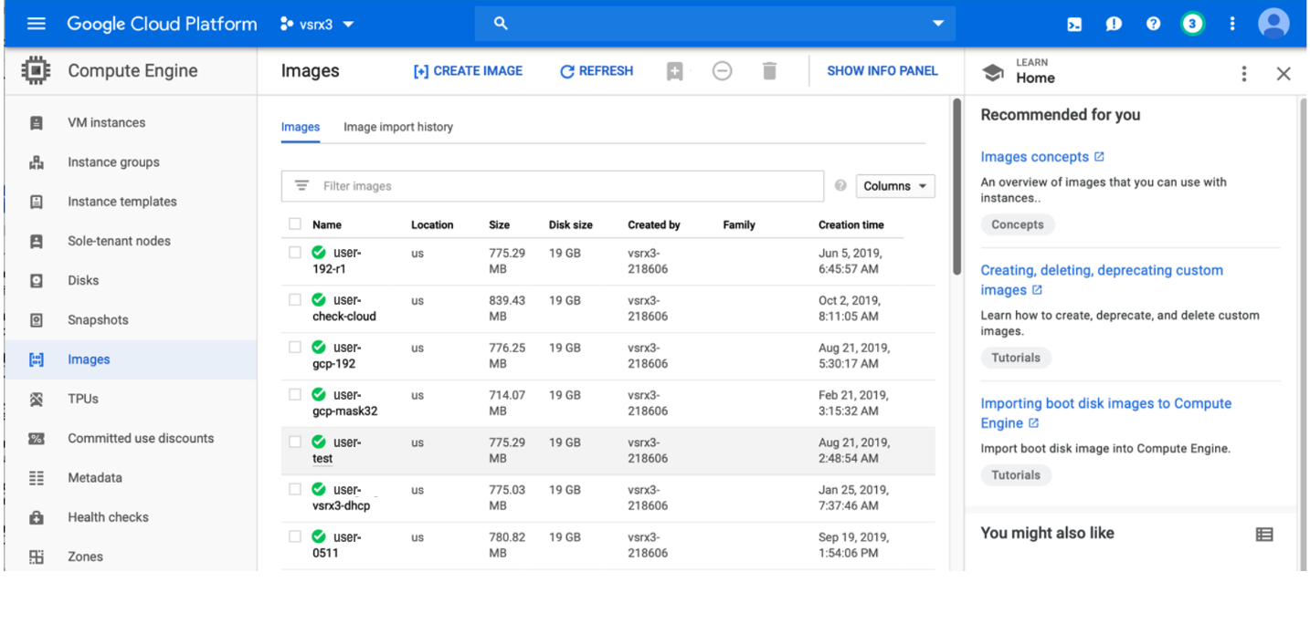 Check Private Image in Google Cloud Compute Engine