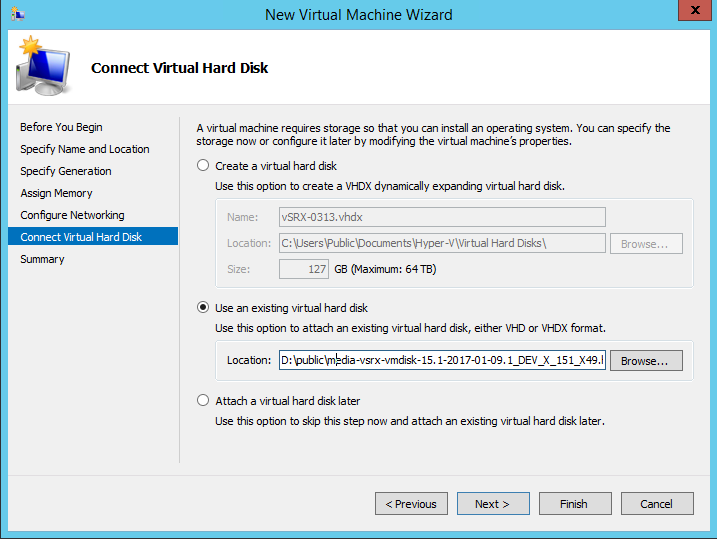 Connect Virtual Hard Disk Page