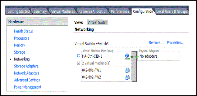 Control Interface Connected through the Control vSwitch