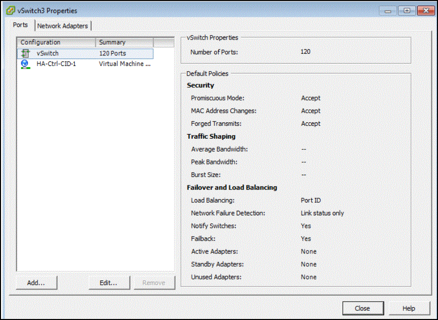 Control vSwitch Properties