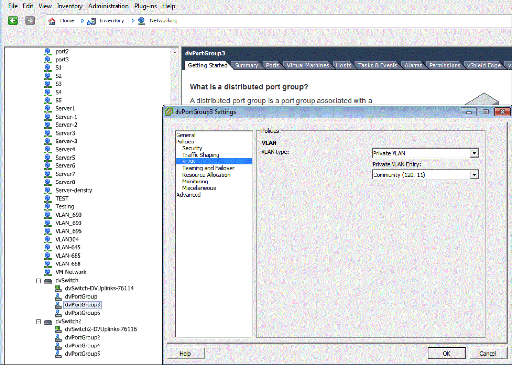 dvPortGroup3 Settings