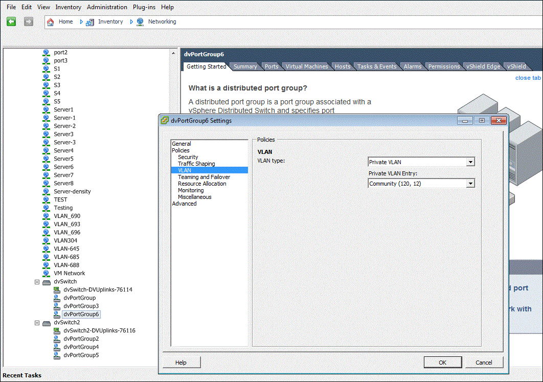 dvPortGroup6 Settings